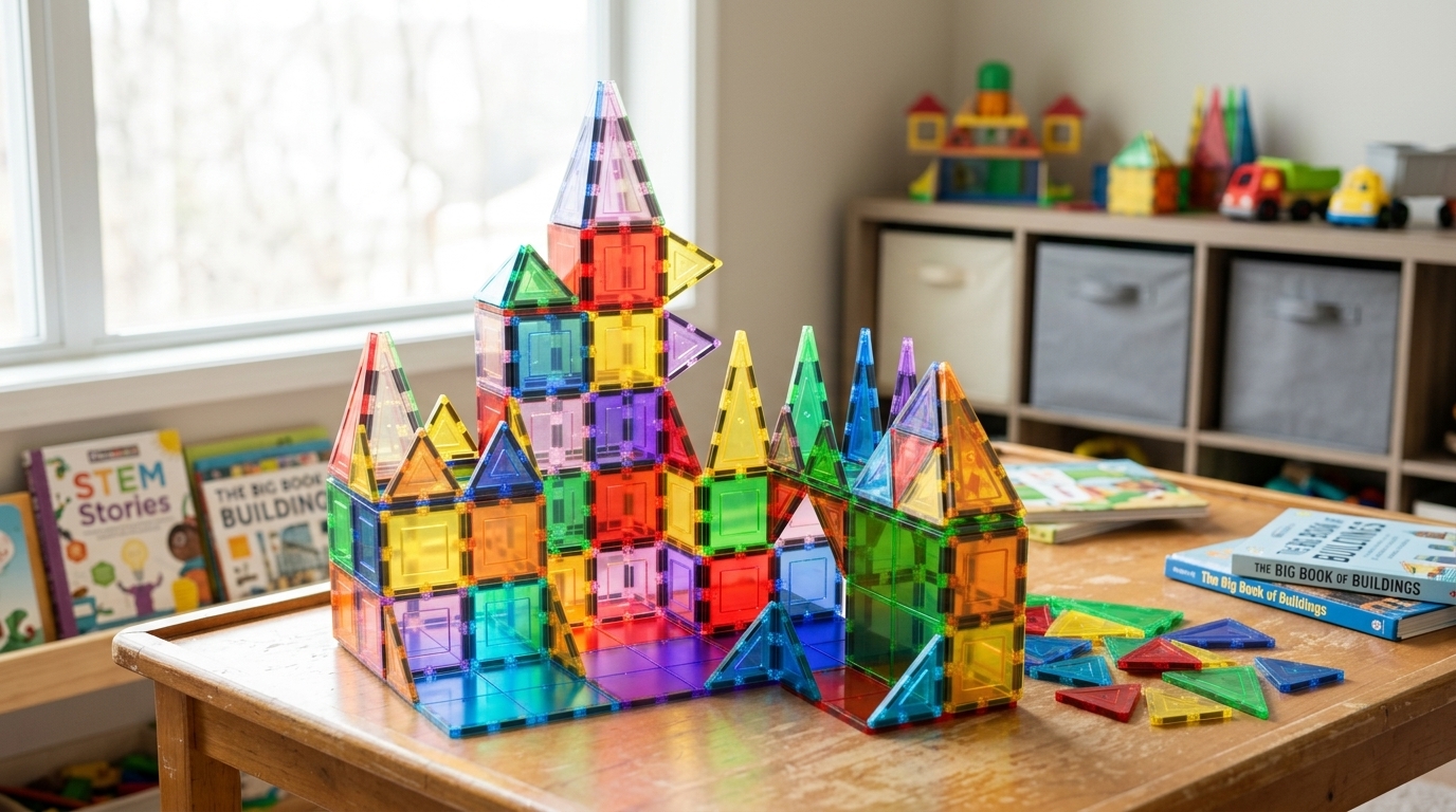 les meilleurs cadeaux pour les enfants qui adorent construire — illustration héroïque originale