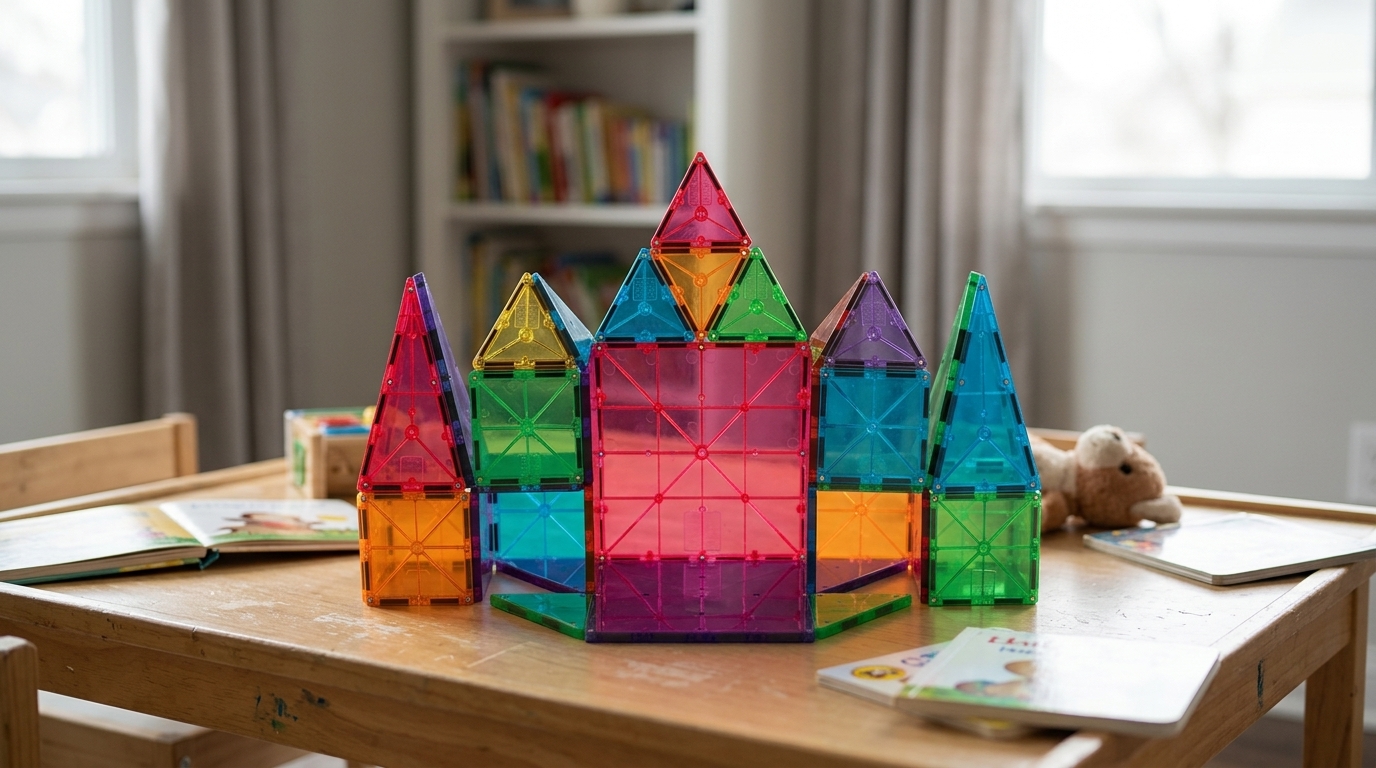 Set di piastrelle magnetiche Magna-Tiles Classic 32 pezzi per bambini piccoli — illustrazione originale