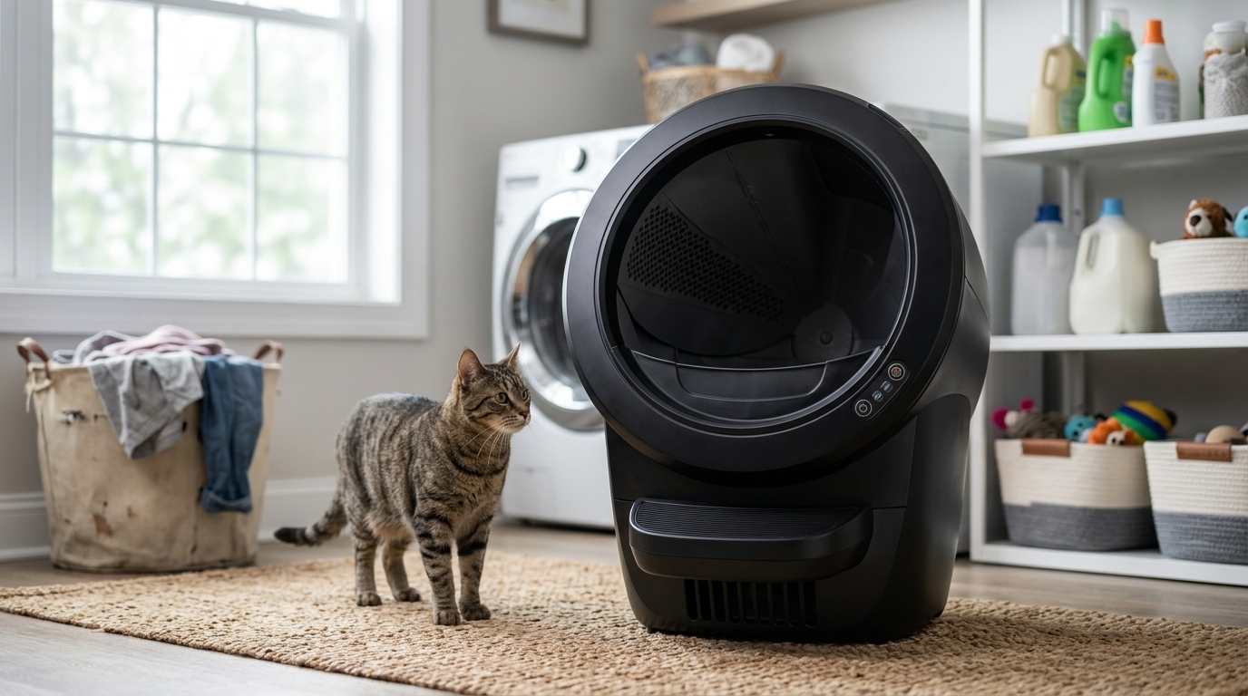 Litter-Robot 5 자동 모래상자 - 여러 고양이 가정용 원본 영웅 삽화