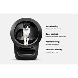 Litter-Robot 5 검은색 회전 구체 자동 모래상자, 최대 5마리 고양이용 평가