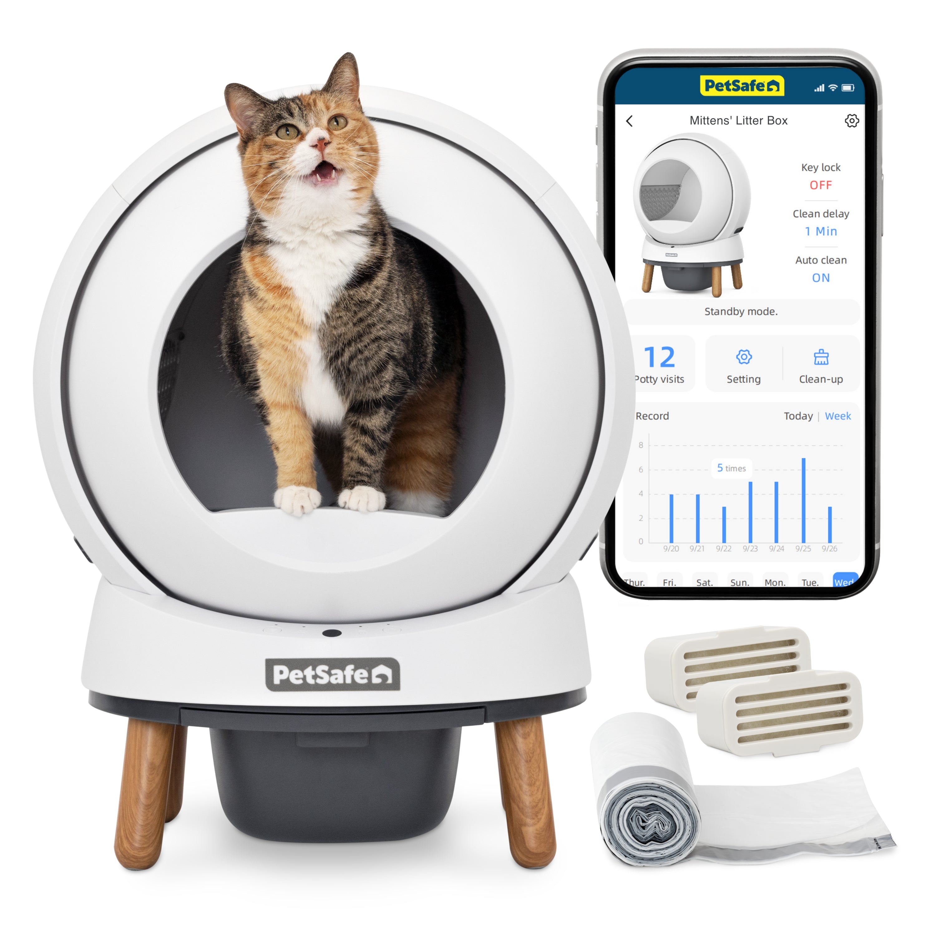 Hộp vệ sinh tự động PetSafe ScoopFree SmartSpin với lối vào thấp 12 inch