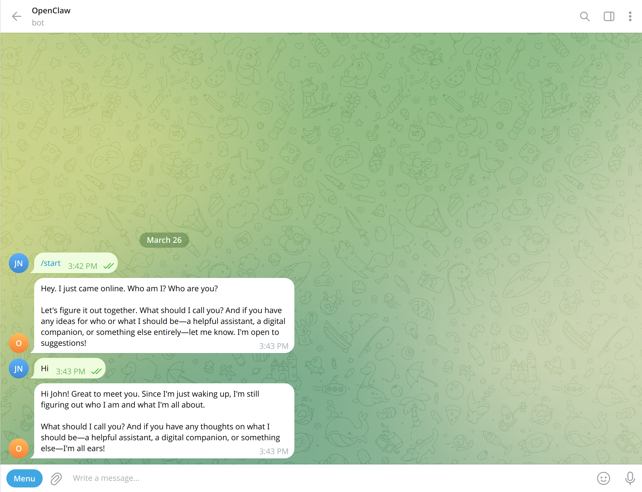 Bot phản hồi trên Telegram