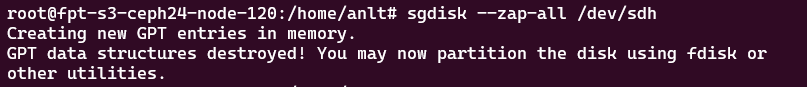Chạy sgdisk zap all