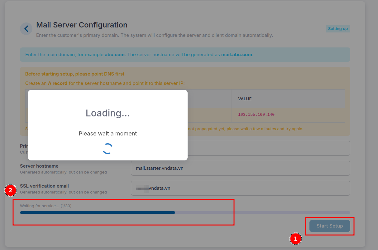 Quá trình khởi tạo Mail Server