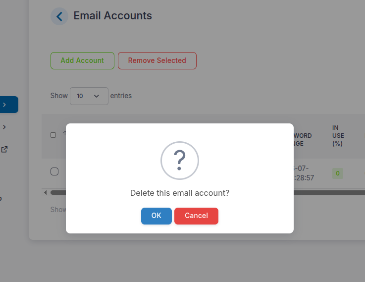 Xác nhận xóa tài khoản email