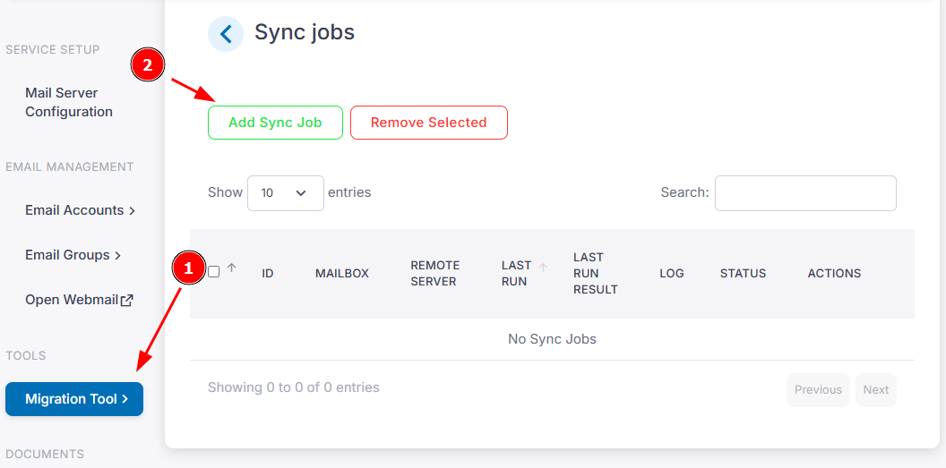 Truy cập Migration Tool và chọn Add Sync Job