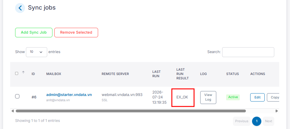 Kiểm tra Last Run và kết quả EX_OK