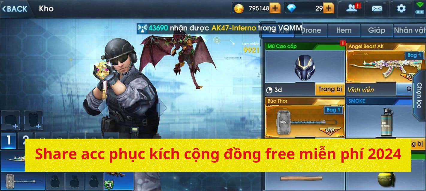 Tặng, cho, share acc phục kích cộng đồng free miễn phí 2025