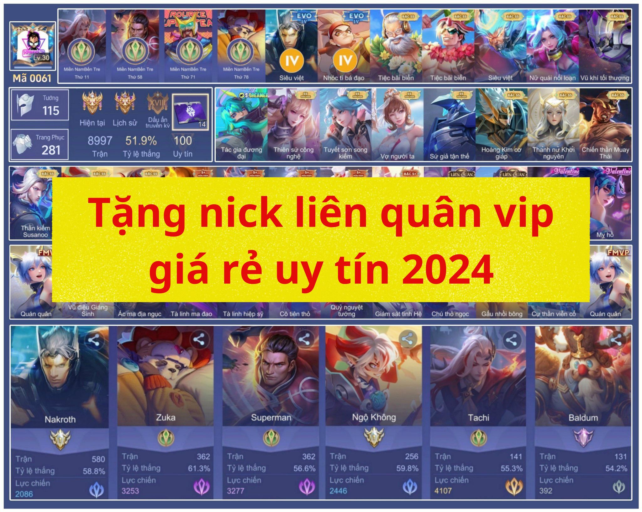 Mua bán acc/ nick liên quân vip giá rẻ uy tín 2024