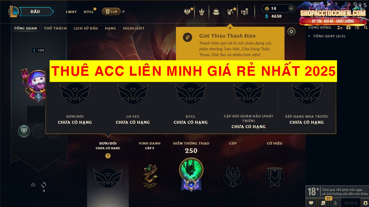 Thuê Acc Liên Minh Giá Rẻ Nhất 2025