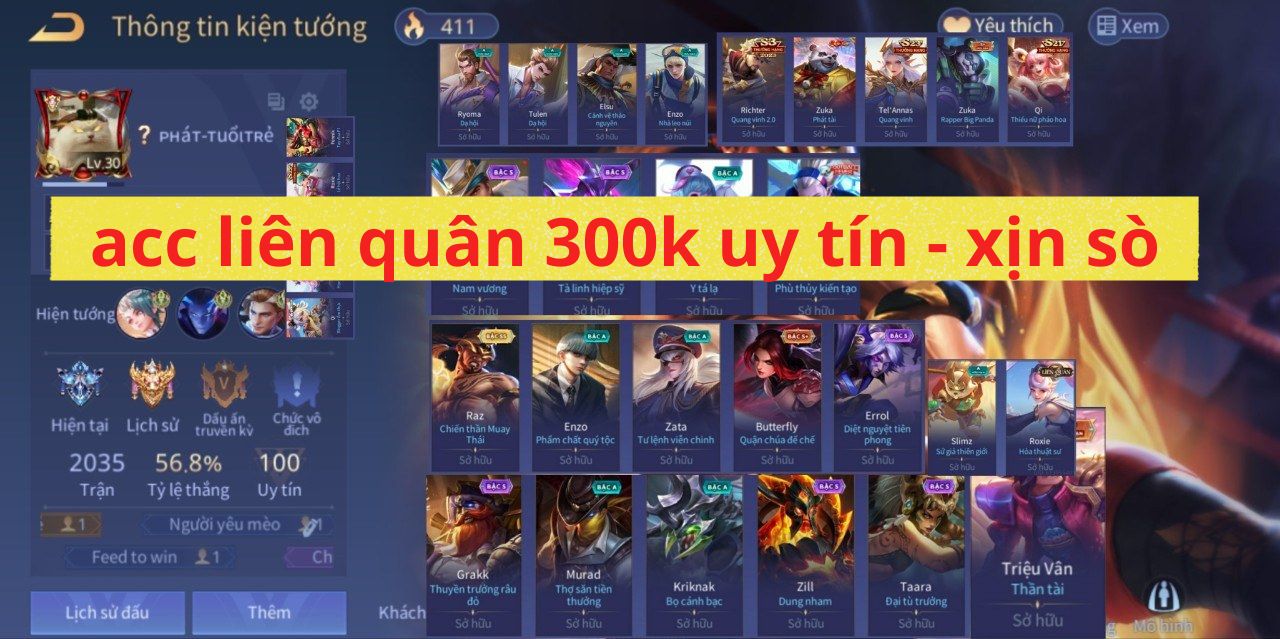 Acc liên quân 300k uy tín chất lượng tại shopacc.vn