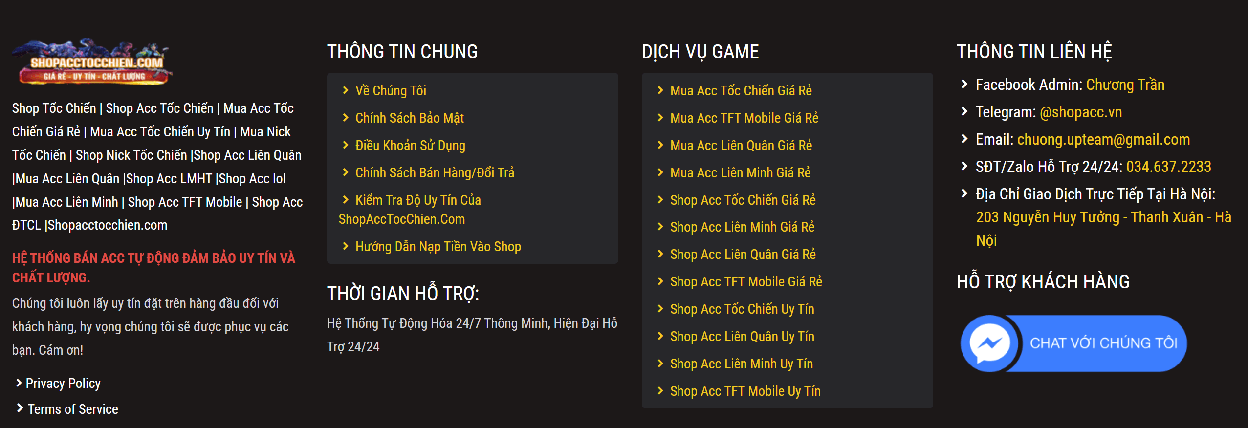 liên hệ admin shop acc tốc chiến