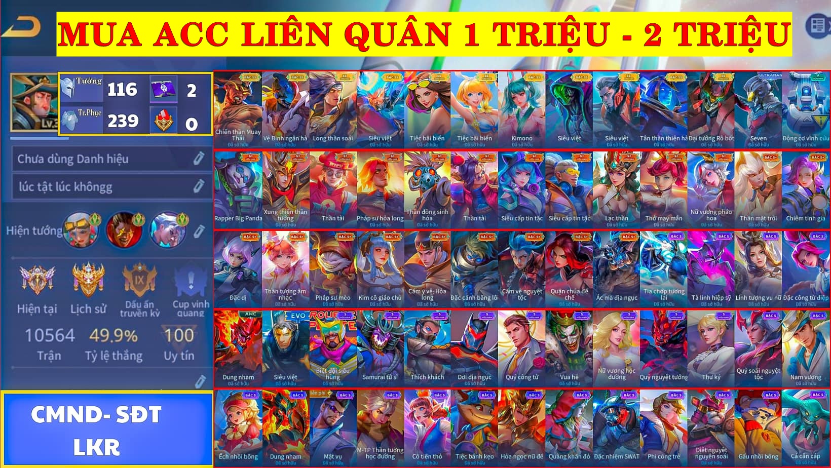 mua acc liên quân 1 triệu