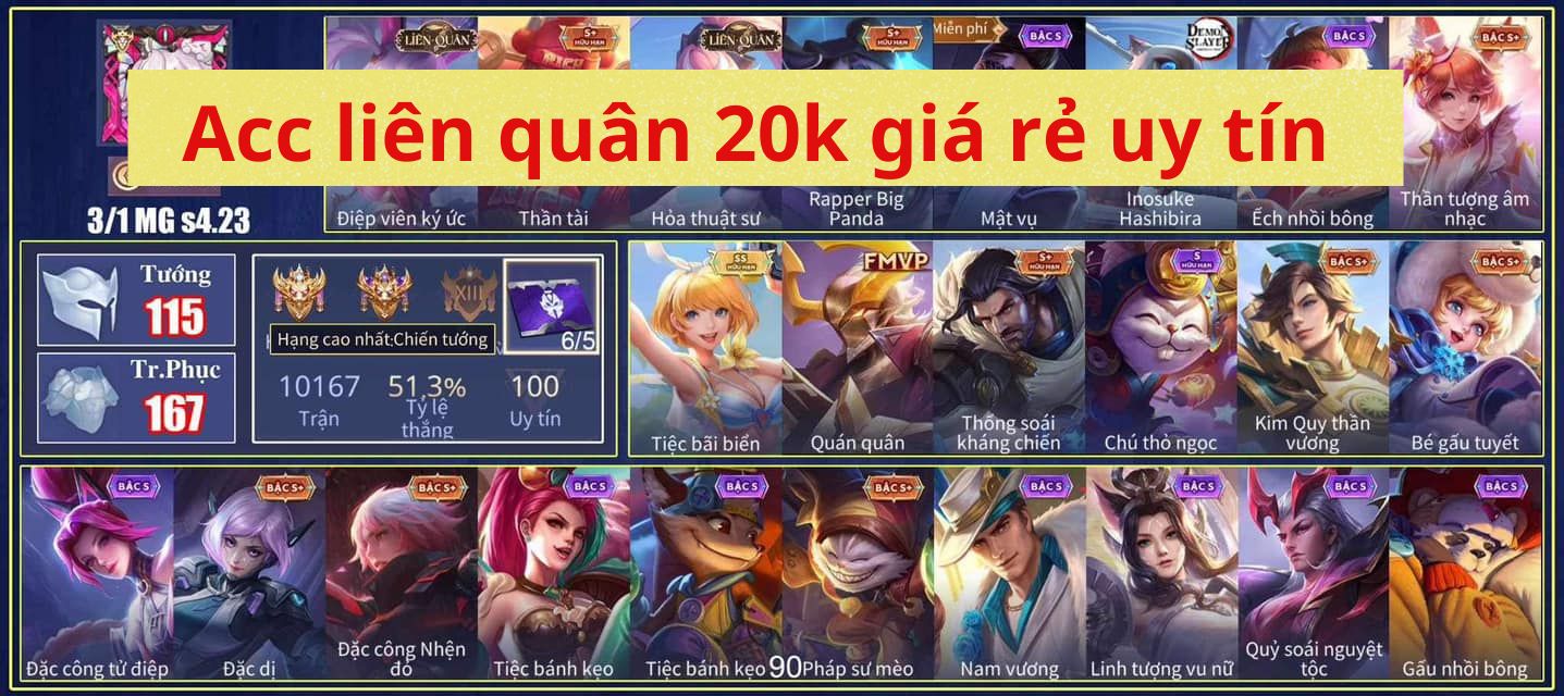 Shop bán acc liên quân 20k chất lượng