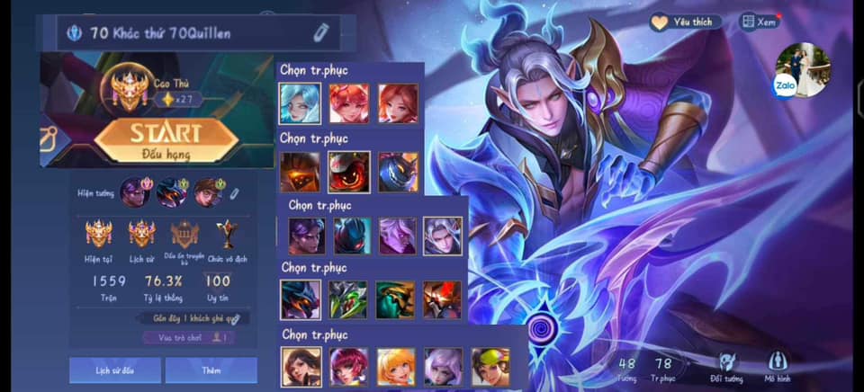 Nick liên quân 300k full skin, nhiều tướng