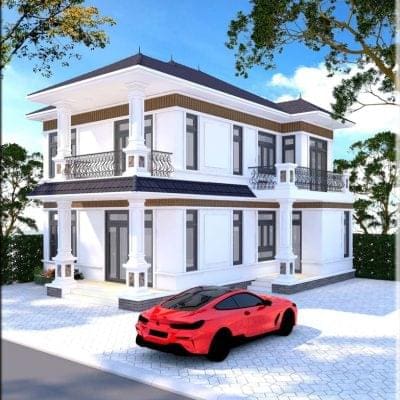 BG252 - Nhà mái Nhật 2 tầng hiện đại đẹp kích thước 10,86x12,5 - 4PN