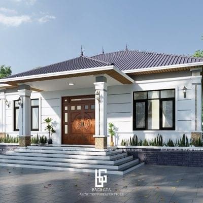 BG257 - Bản vẽ thiết kế nhà vườn mái Nhật 4PN kích thước 12,7x14,7m