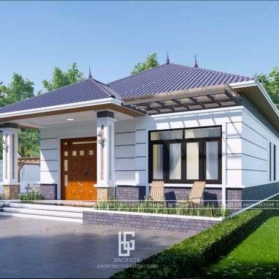 Nhà vườn mái Nhật đẹp 3 phòng ngủ kích thước 9,9x16,6m | BG258