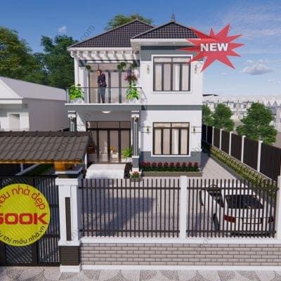 Nhà mái Nhật 2 tầng 4 phòng ngủ kích thước 8x12m | Ms: BG343