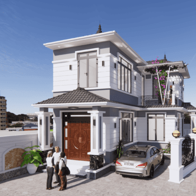 Nhà vườn mái Nhật 2 tầng 4 phòng ngủ hiện đại 8,7x12,5m | BG314