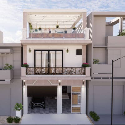 Nhà phố hiện đại 2 tầng 1 tum 3 phòng ngủ đẹp 6,5x15m | BG306