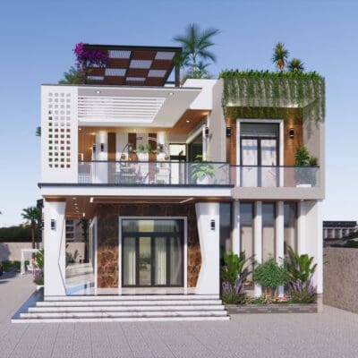 Biệt thự vườn hiện đại 2 tầng 3 phòng ngủ 18,5x11,5m | BG443