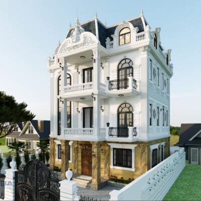 Biệt thự Pháp 3 tầng 5 phòng ngủ kích thước 11x9 | BG300