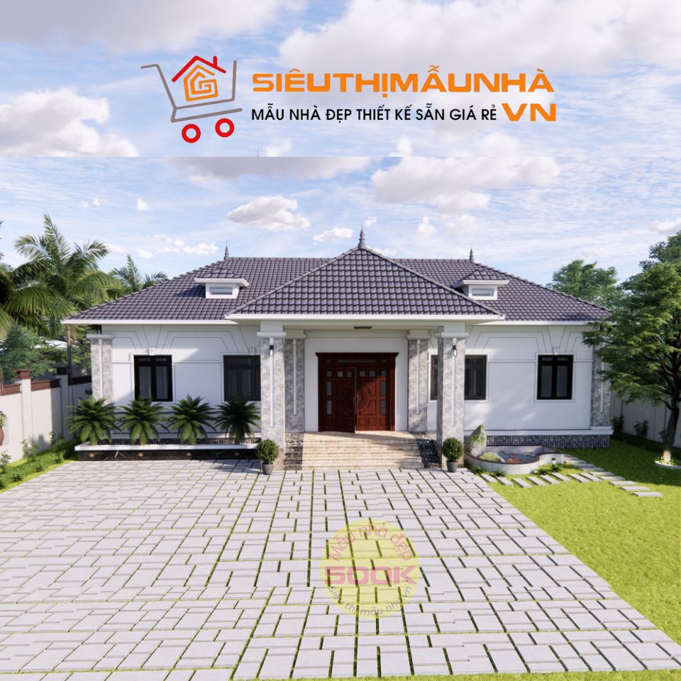 Nhà cấp 4 mái Nhật 4 phòng ngủ hiện đại 20x9m | BG338