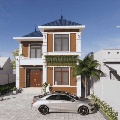 Nhà mái Nhật 2 tầng 4 phòng ngủ 8,6x11m | BG315