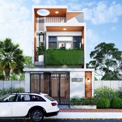 Nhà phố hiện đại 2 tầng 3 phòng ngủ đẹp kích thước 5.7x15m - Full hồ sơ | BG319