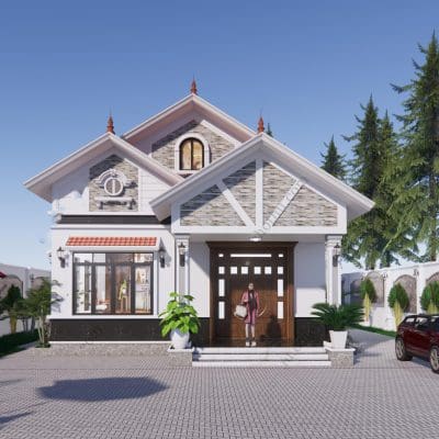 Nhà cấp 4 mái Thái 3 phòng ngủ 10,7x17m | BG381