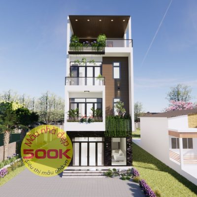 Nhà phố hiện đại 3 tầng 1 tum 4 phòng ngủ kích thước 6,4x16,5m full hồ sơ thiết kế | NP521