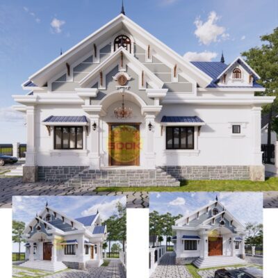 Nhà vườn mái Thái siêu đẹp 4 phòng ngủ 11,5x13,5m - bản vẽ Kiến trúc| NV361